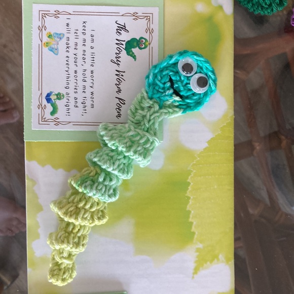 SPECIAL 2 for $25 Handmade 8” wiggly Worry Worm with Poem Amigurumi - Picture 13 of 16
